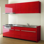 キッチン　I型　クリナップ　CENTRO　セントロ　基本プラン　B-Style　扉カラー　唐紅-からべに-