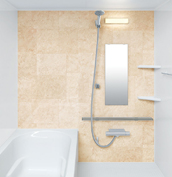 お風呂　浴室　LIXIL　リノビオV 　Sタイプ　マンション　集合住宅　壁パネル　組石ベージュ（HN746／鏡面）