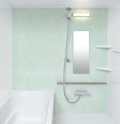 お風呂　浴室　LIXIL　リノビオV 　Sタイプ　マンション　集合住宅　壁パネル　青磁リーフ（HN983／鏡面）