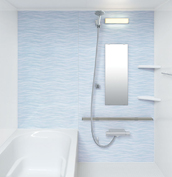 お風呂　浴室　LIXIL　リノビオV 　Sタイプ　マンション　集合住宅　壁パネル　アクアブルー（HN952／鏡面）